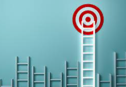 a picture of a ladder reaching up to high a target